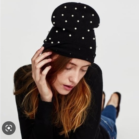 Zara Pearly Embellished Beanie - Picture 3 of 6